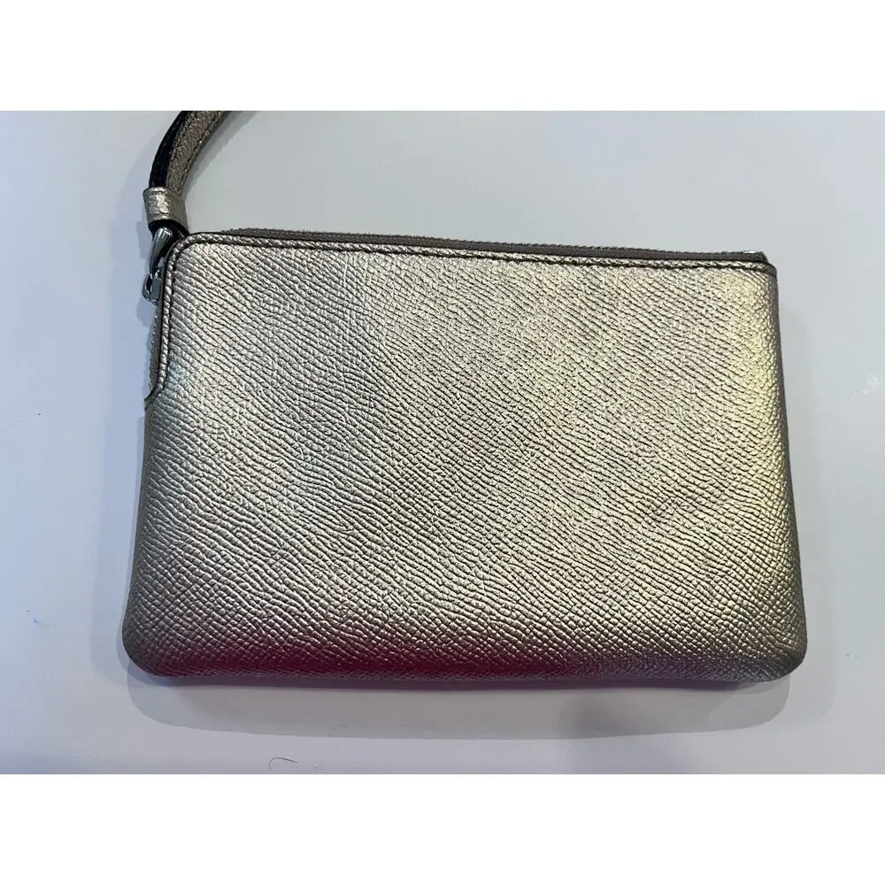 Coach Gold Wristlet Shimmer Glam Small Flat Clutch 6”X4”Party